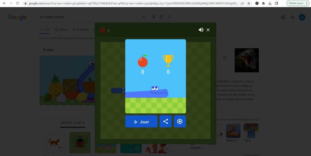 Snake jeu Google