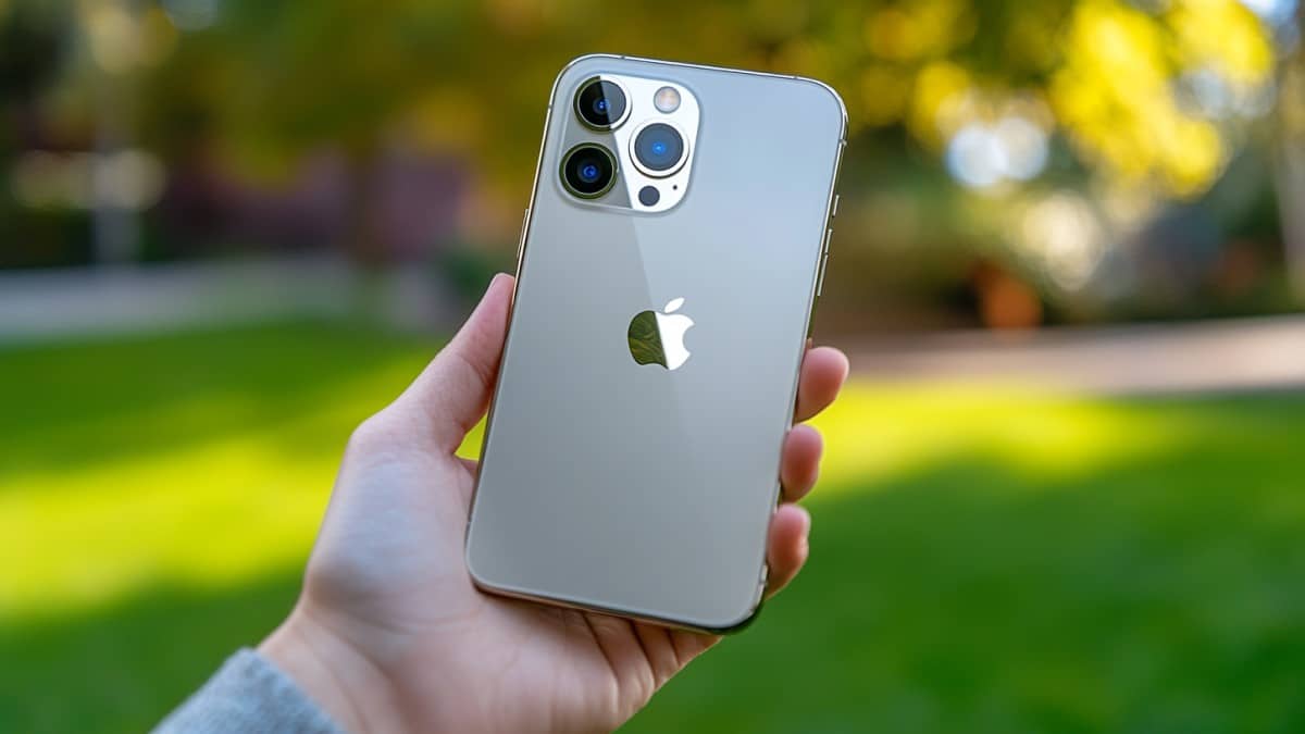 iPhone Pro tenu en main