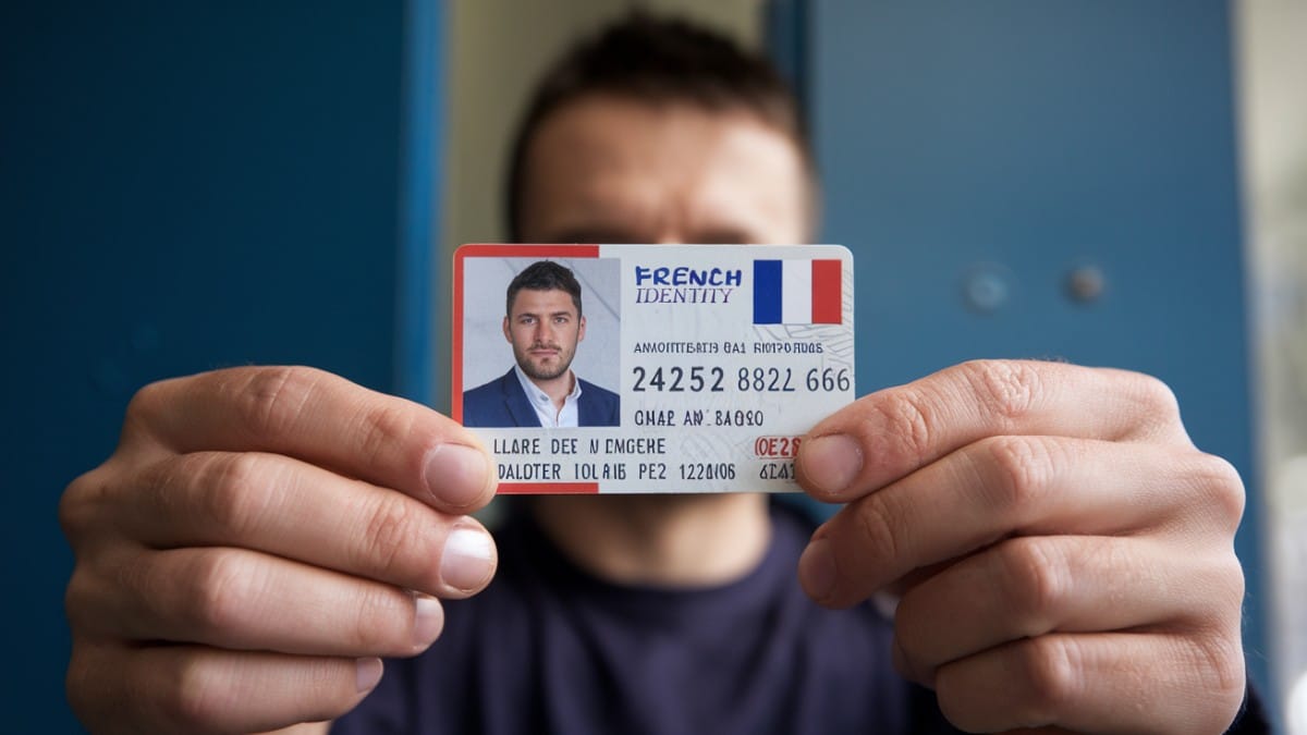 Homme tenant une carte d'identité