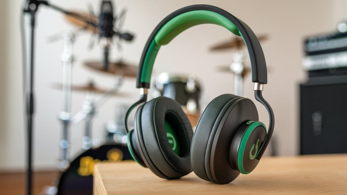 Casque audio sur table