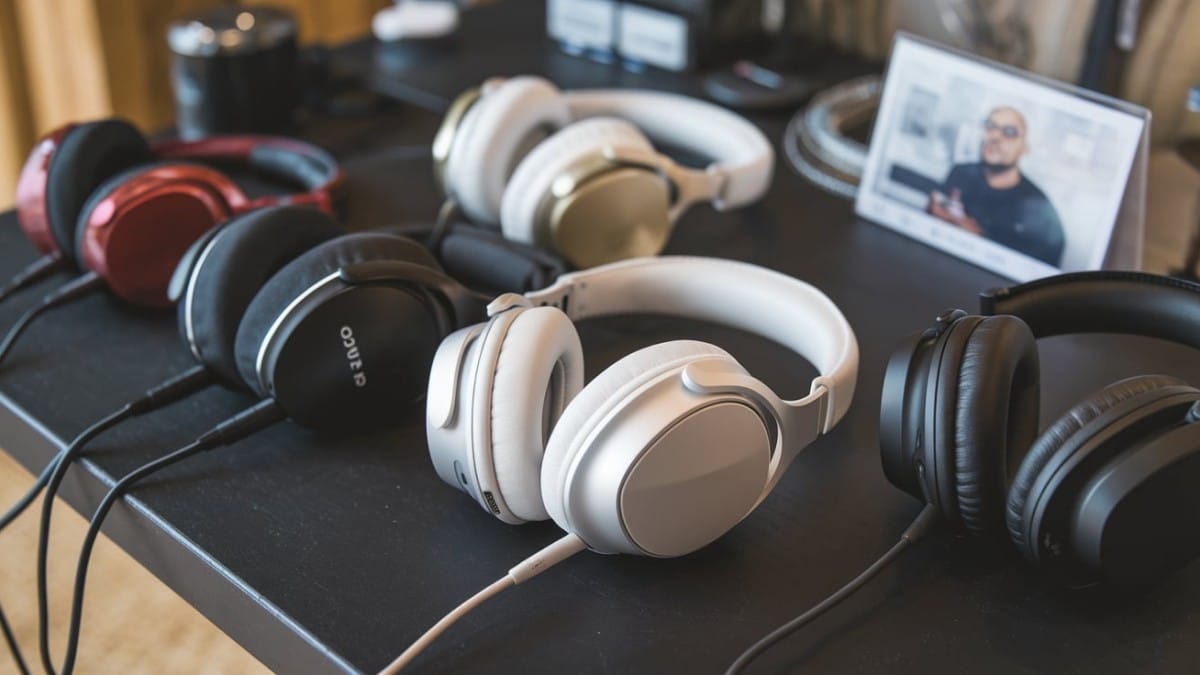 Casques audio alignés