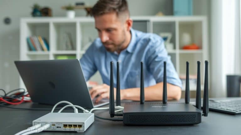 Routeur connecté sur un bureau