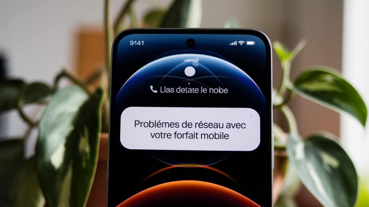 Smartphone avec message d'erreur