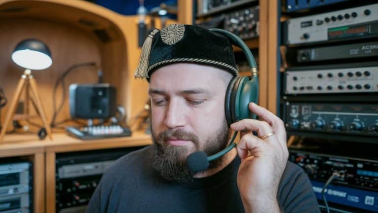 Homme portant un casque