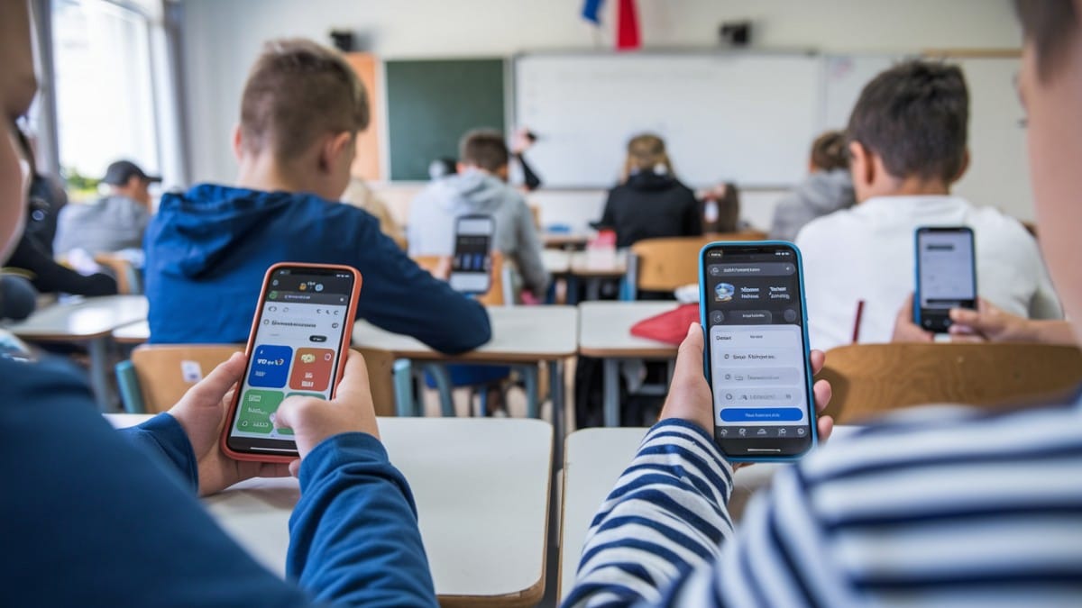Élèves utilisant des smartphones