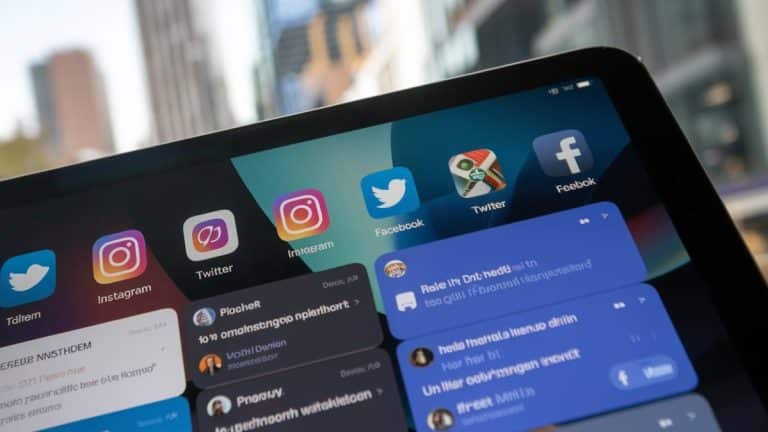 Écran tablette avec applications sociales