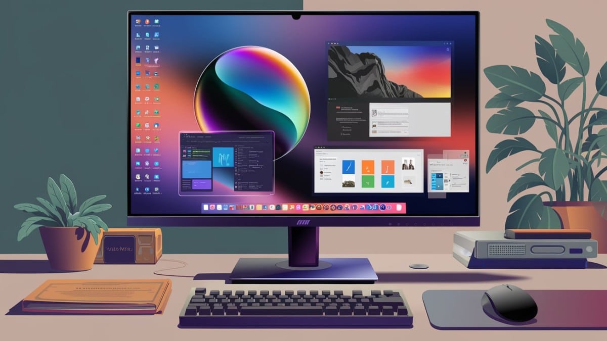 Bureau avec écran et clavier