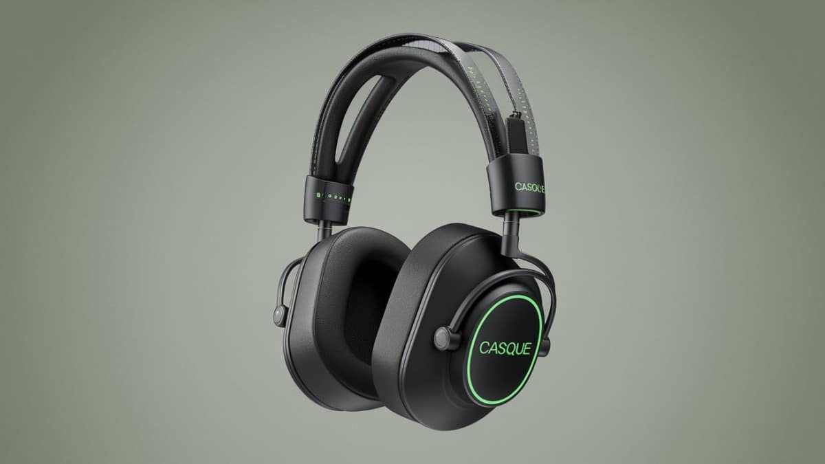 Casque noir éclairage vert