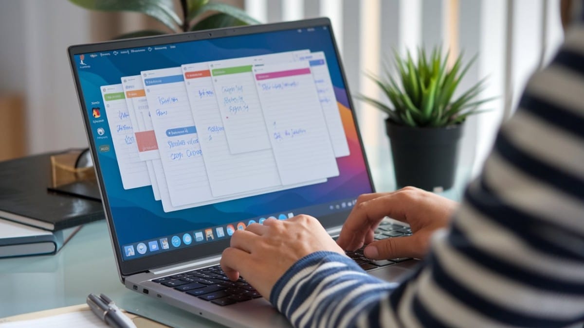 Travail sur ordinateur avec notes
