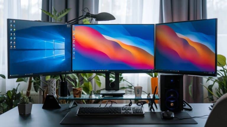 Bureau avec triple écran