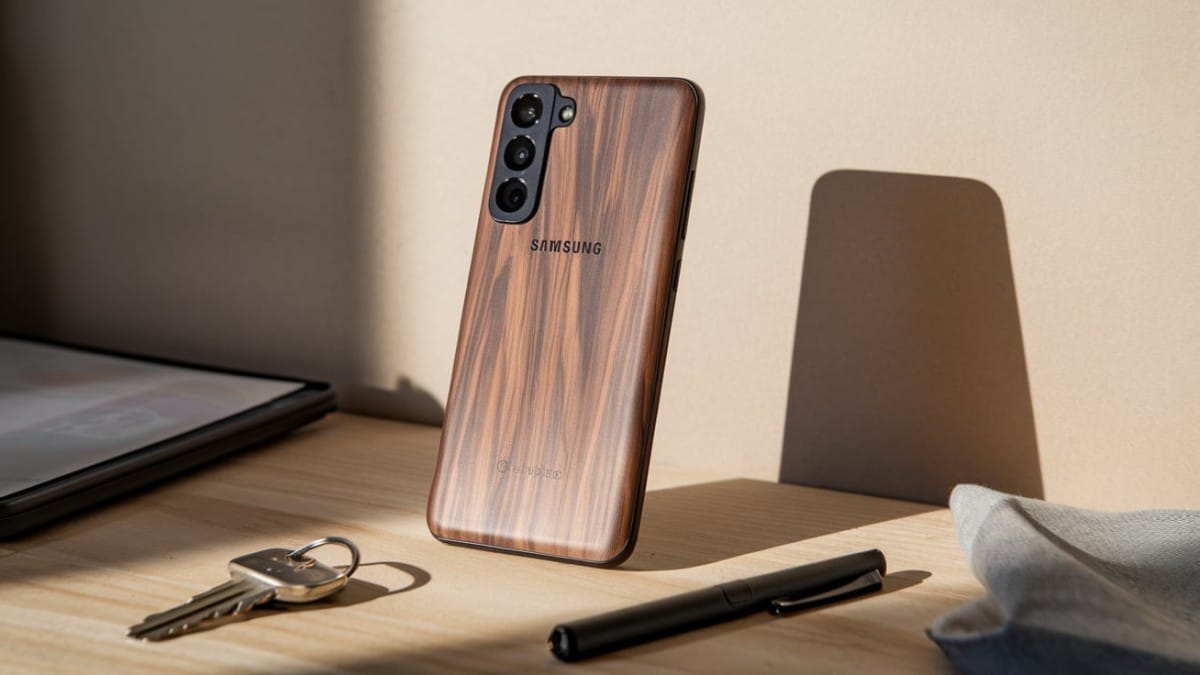 Téléphone Samsung coque bois