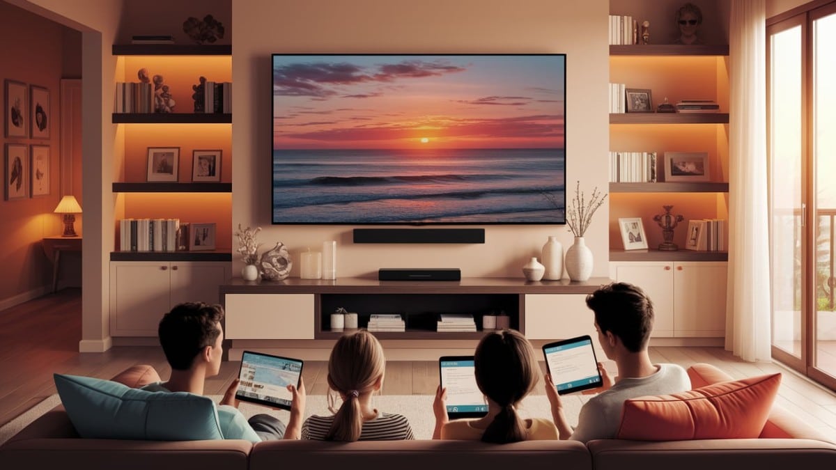 Famille regardant la télévision