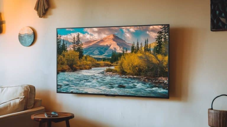 Téléviseur avec paysage montagneux