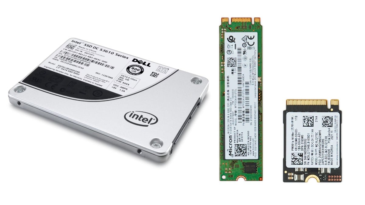 Trois SSD de différentes tailles
