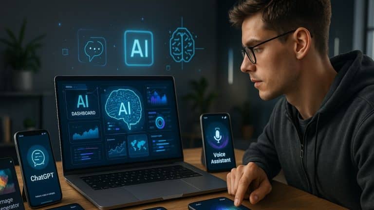 Homme analysant l’intelligence artificielle