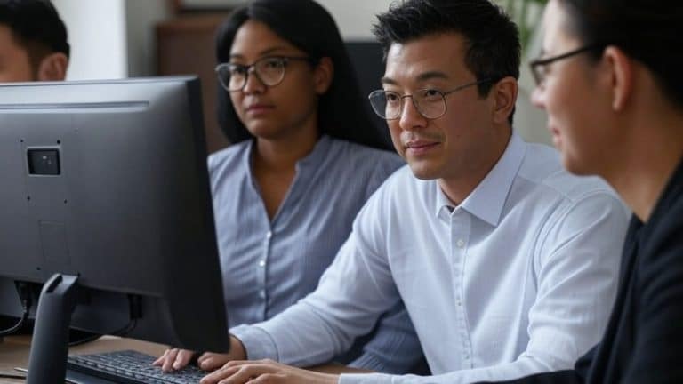 Collaboration devant un écran