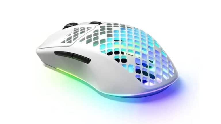 Souris perforée RGB blanche