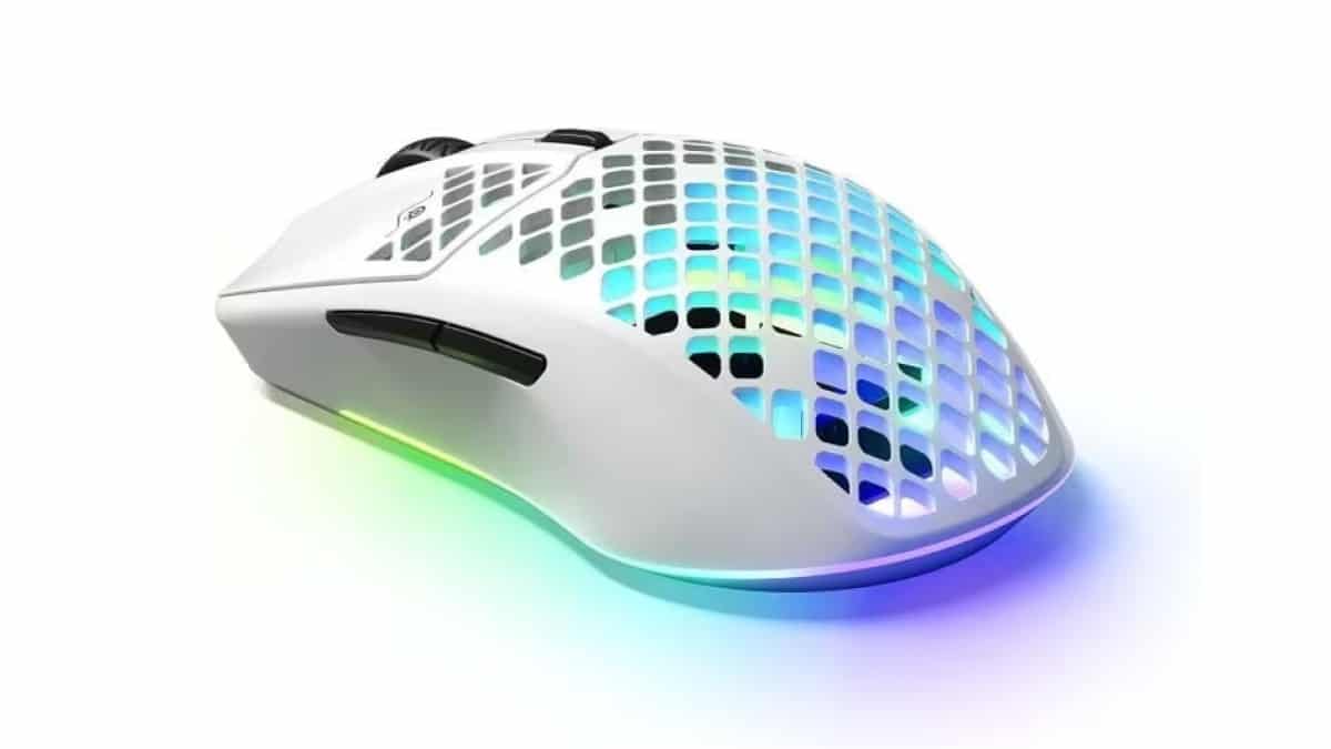 Souris perforée RGB blanche
