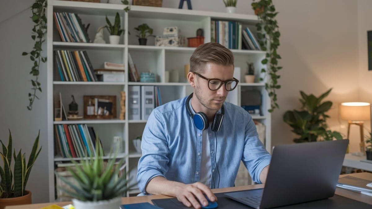 Homme travaillant sur ordinateur