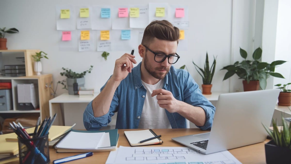 Homme travaillant sur ordinateur