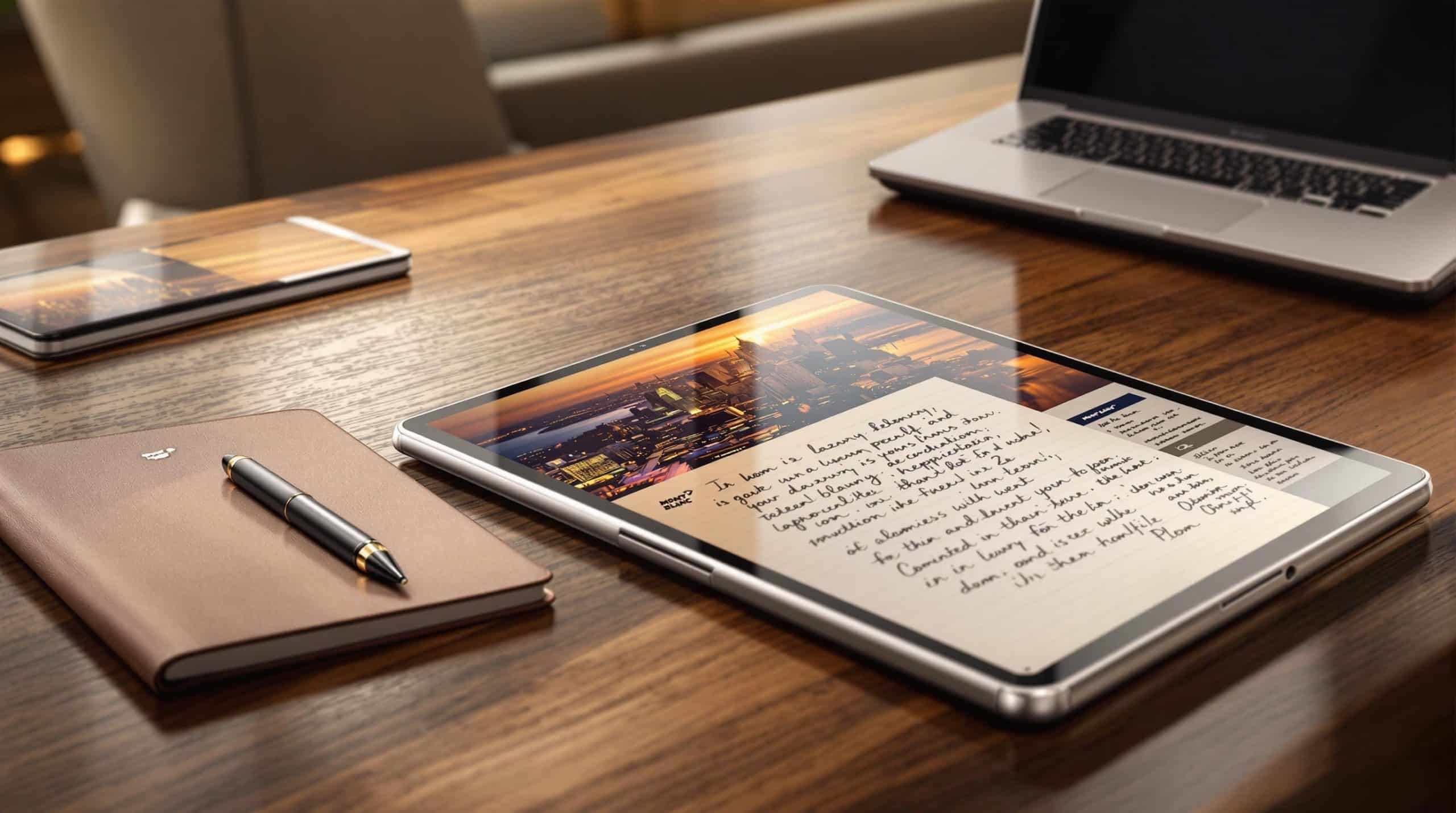 découvrez la tablette de luxe montblanc, alliant élégance et haute technologie. conçue pour les professionnels, elle offre des fonctionnalités exceptionnelles telles que l'écriture numérique raffinée, une connectivité avancée et un design sophistiqué, tout en répondant aux besoins des utilisateurs exigeants.